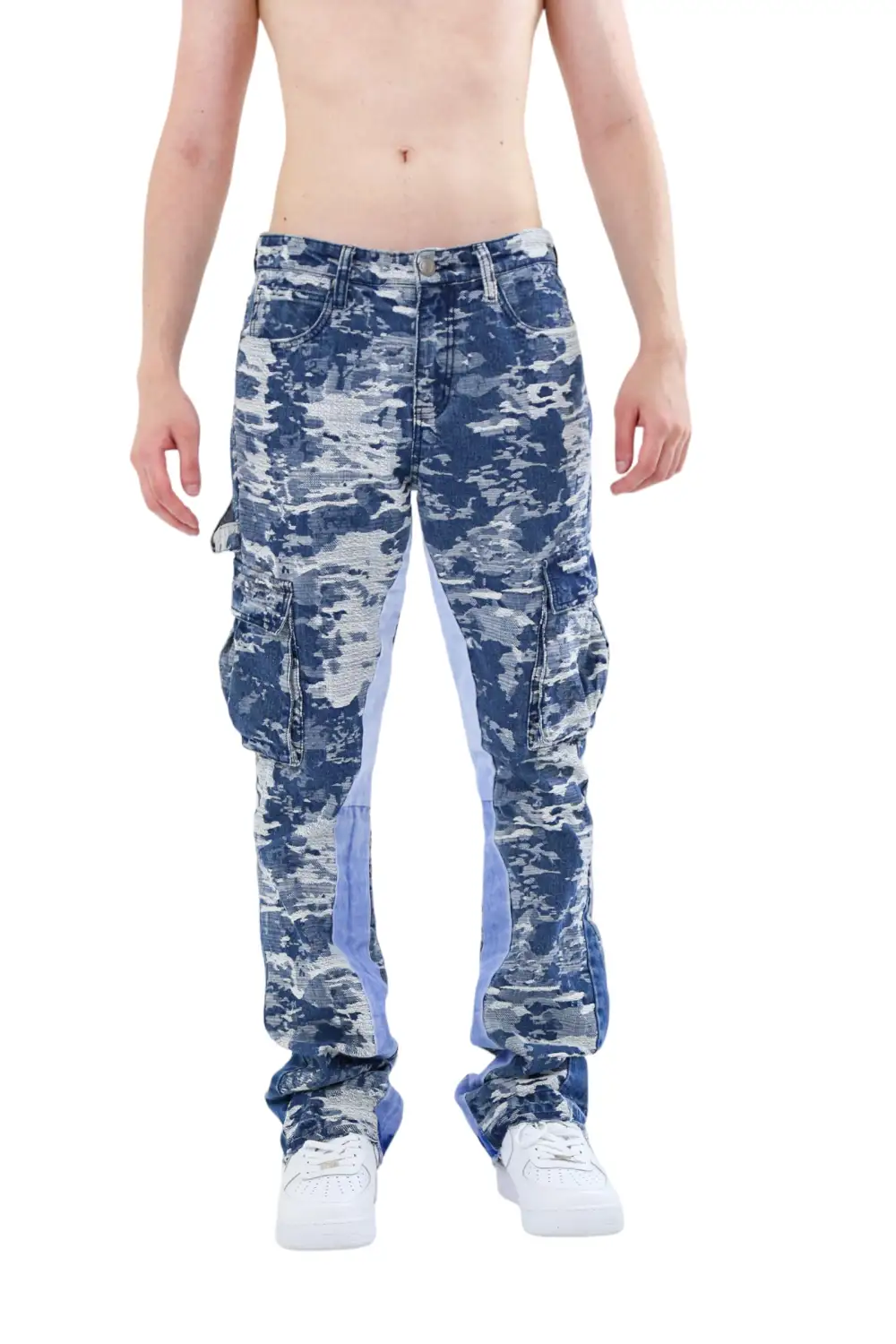 Jacquard Stacked Cargo Jeans