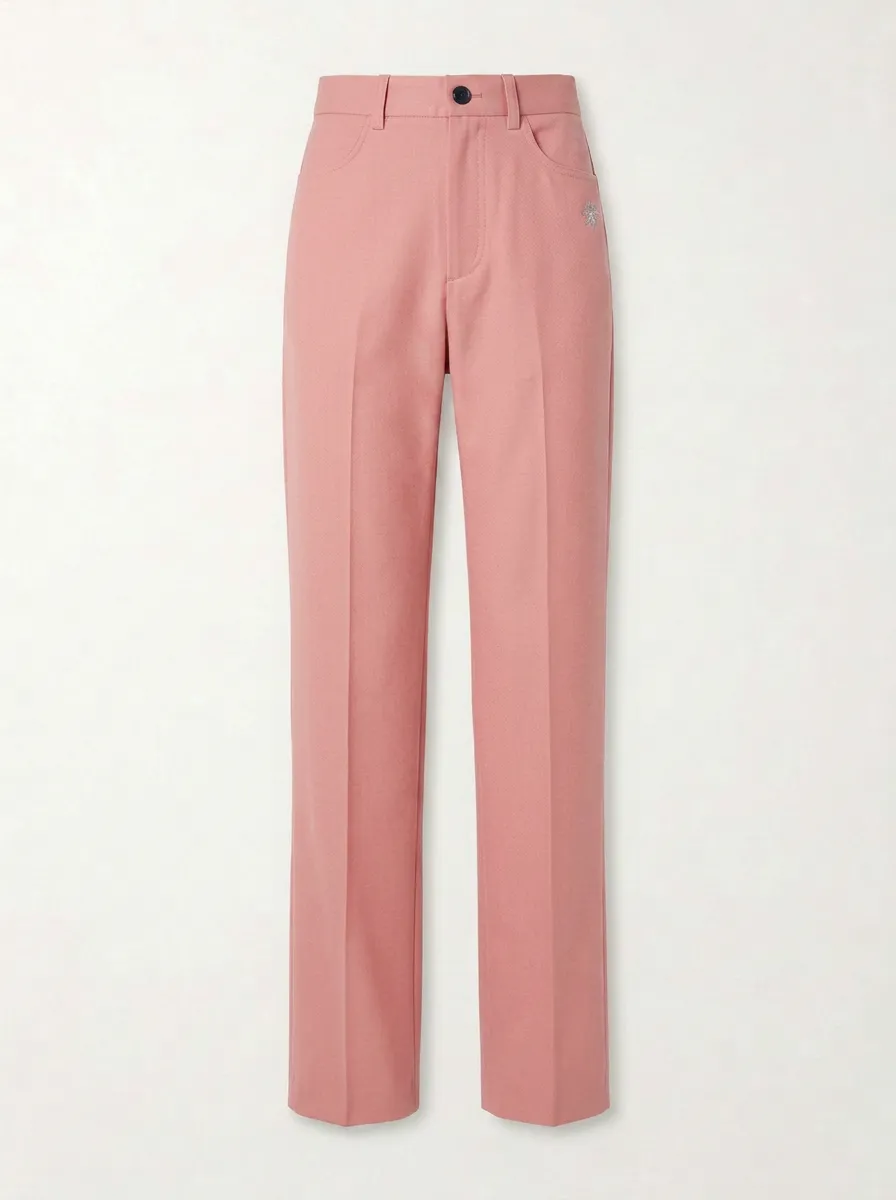 Women's Minimalist Snowflake Embroidered Mid-Rise Straight Leg Pants