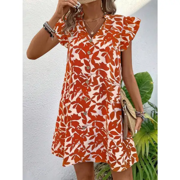 Notched Cap Sleeve Mini Dress