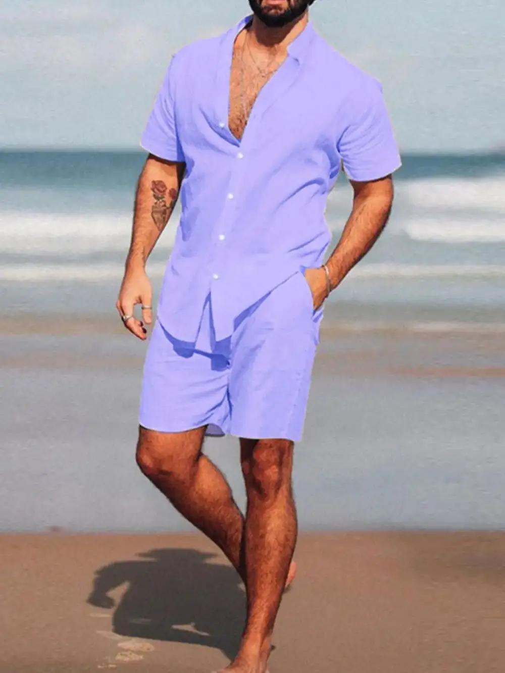 Short Sleeve Coordinated Shirt And Shorts Set