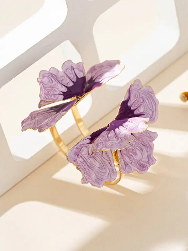 Floral Geometric Alloy Bracelet