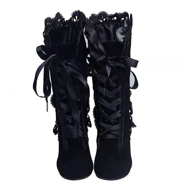 Everyday Lace Up Block Heels Boots