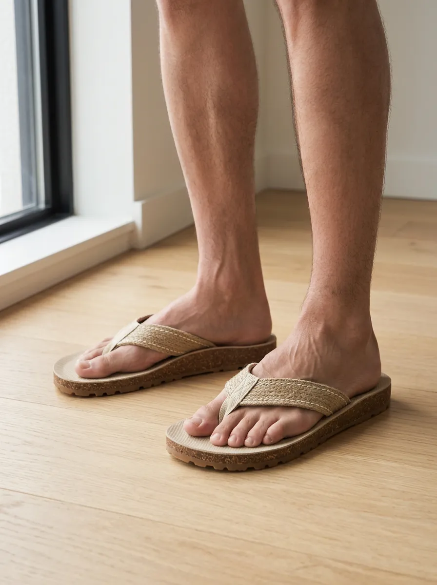 Men's Casual Beachwear Woven Texture Printed Flip Flops