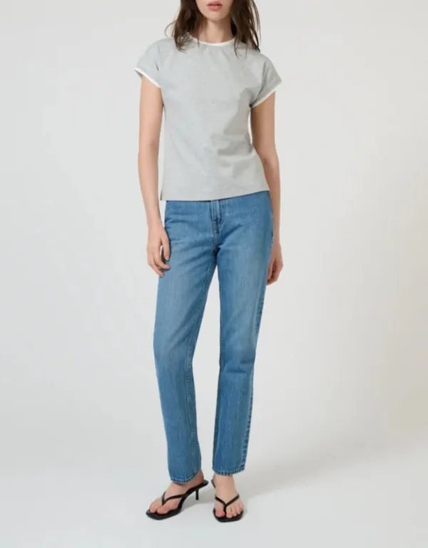 Grey Marle Cap-Sleeve Tee