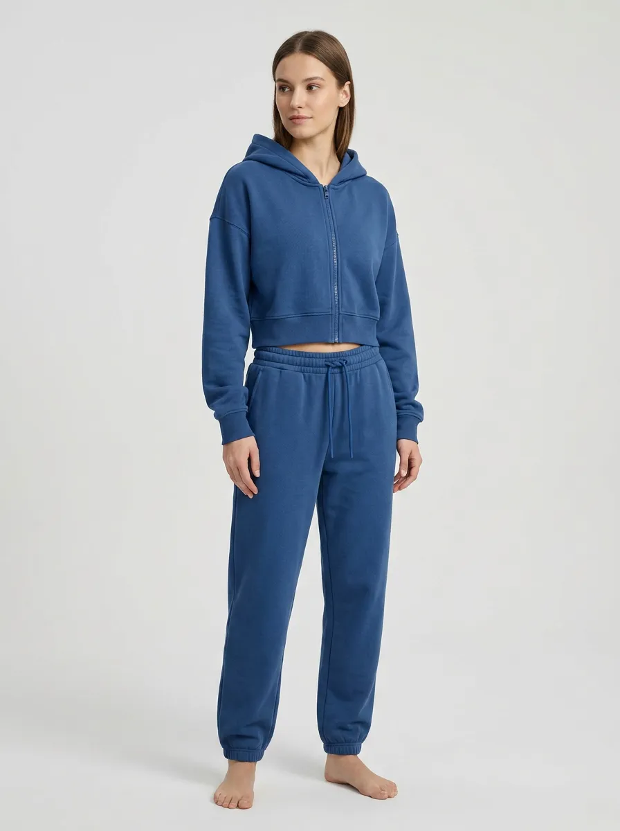 Active Cropped Zip-Up Women's Cropped Zip-Up Hoodie Jogger Active Set