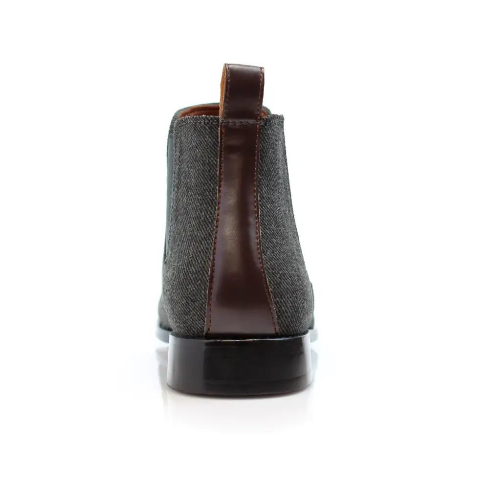 Faux-Leather Two-Tone Slip-On Chelsea Boots