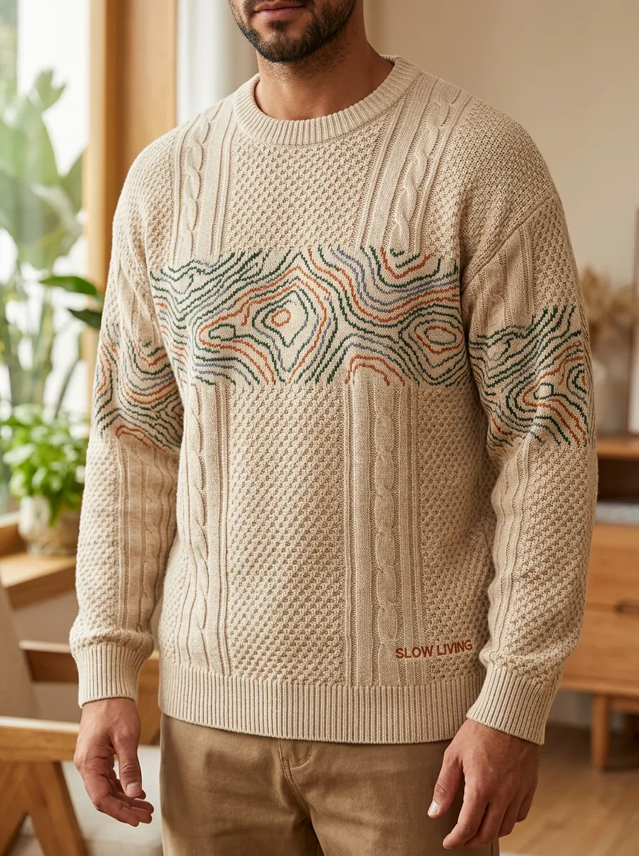 Men's Graphic Cable-Knit Sweater