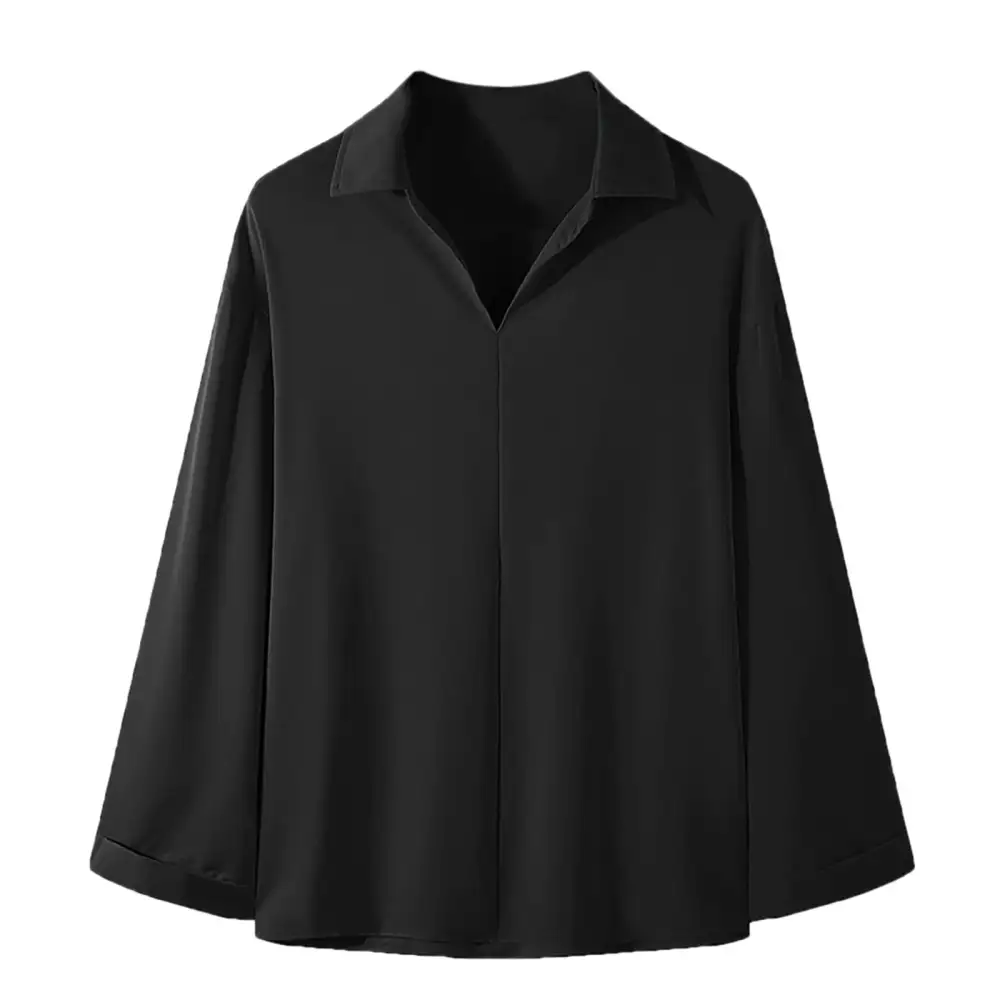 Polished Casual Relaxed V-Neck Tunic Blouse