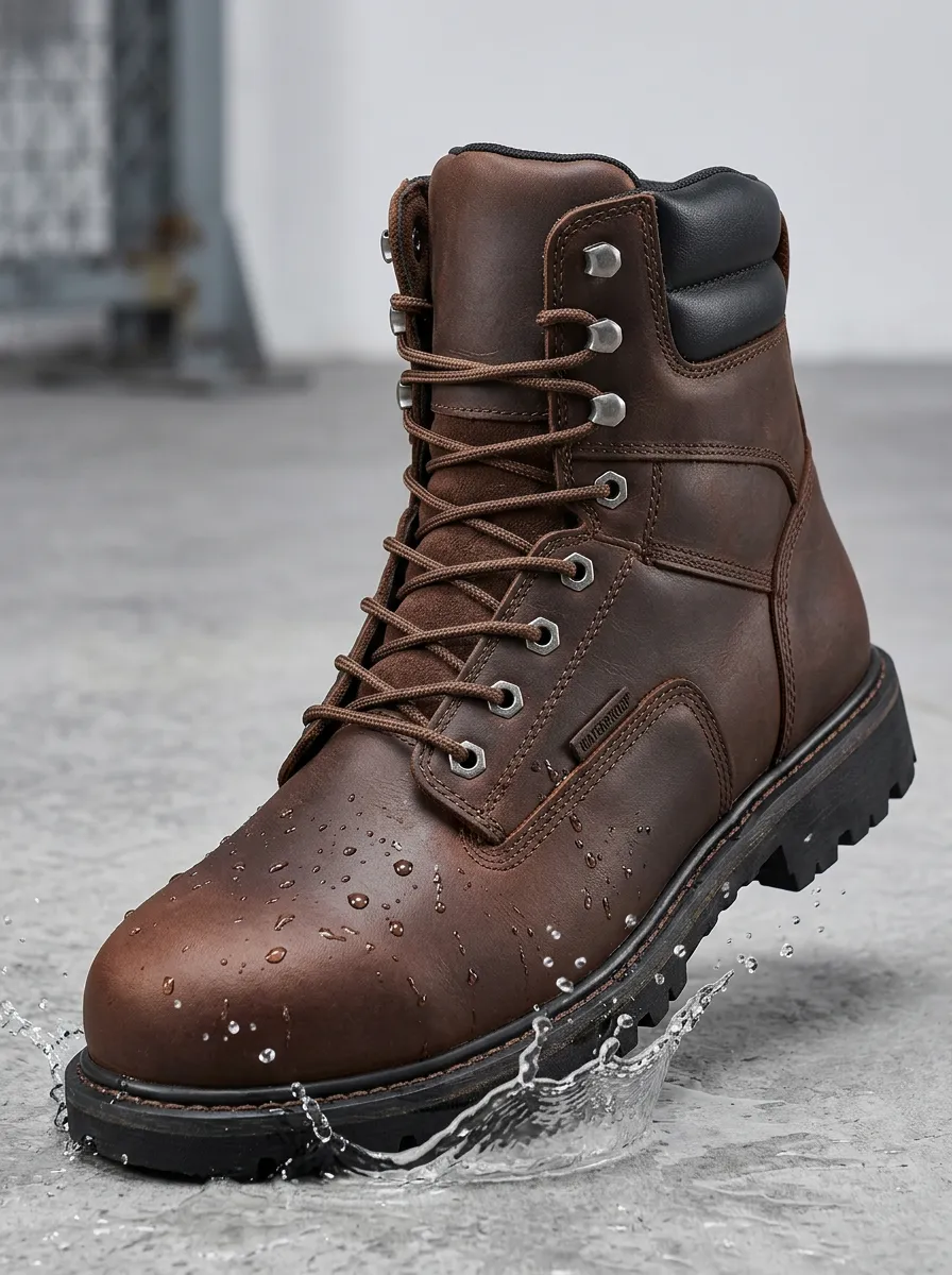 Versatile Lace Daily Wear Men' Waterproof Work Boots