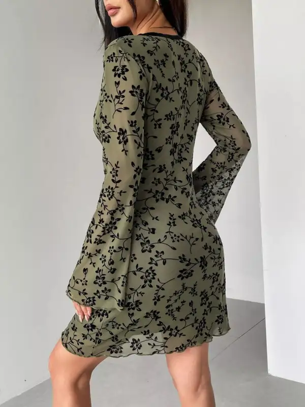 Floral Printed Flared Mini Dress