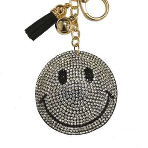 Polished Smiley Face Charm Keychain