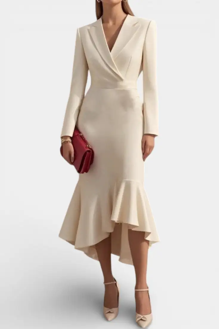 Tailored Ruffled Midi Dress