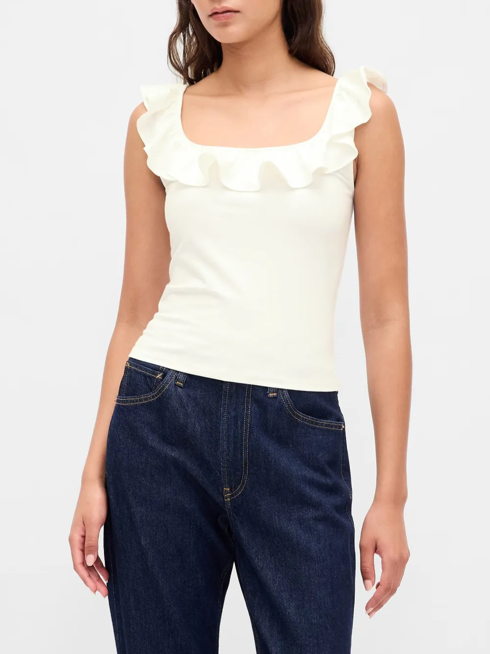Large Round Neck Ruffled Vest