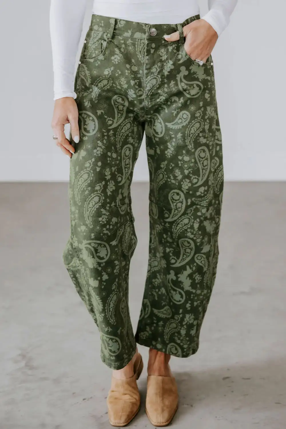 Women's Paisley Print Harem Denim Pants
