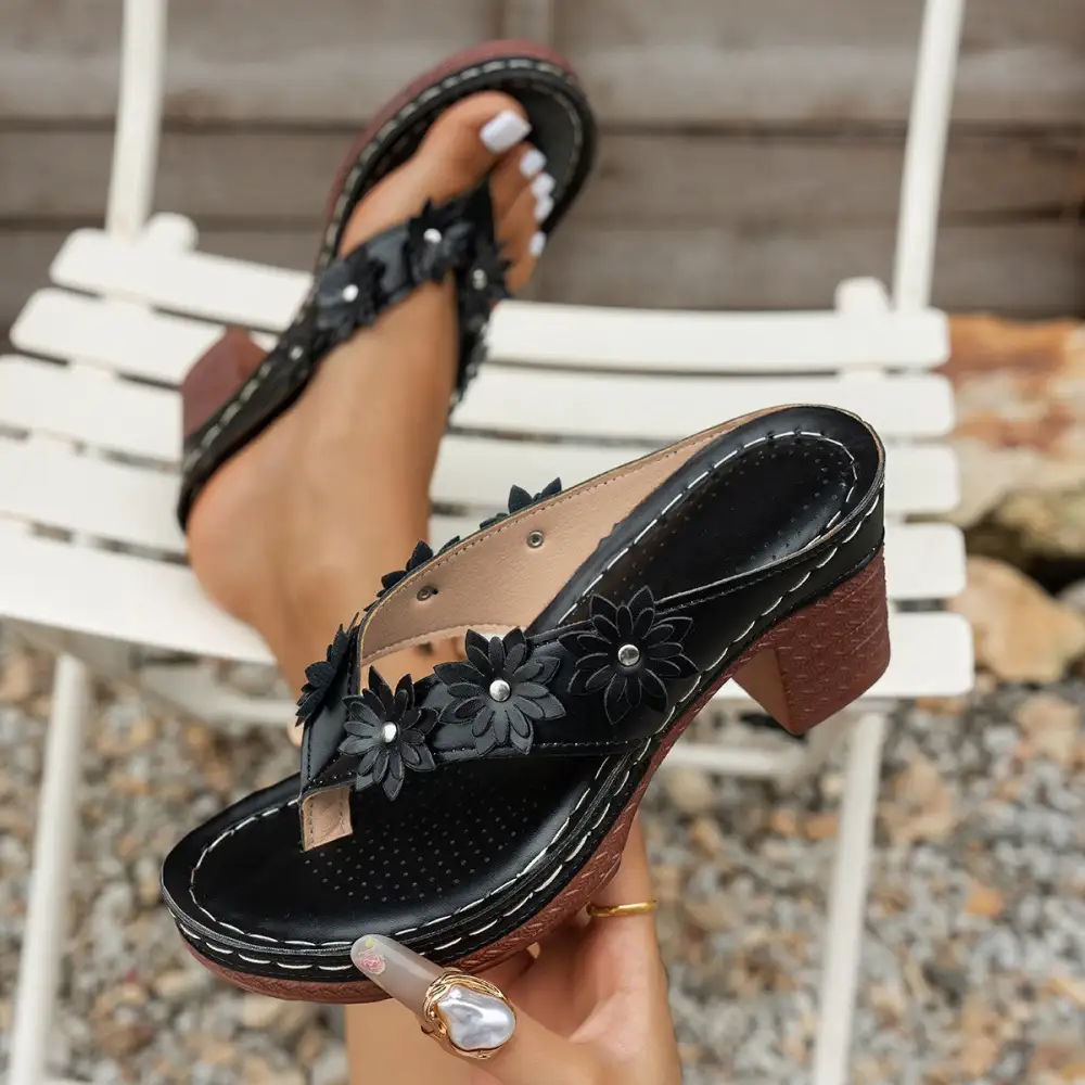 Round Toe Block Heel Sandals