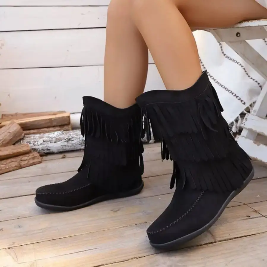 Refined Fringe Round Toe Boots