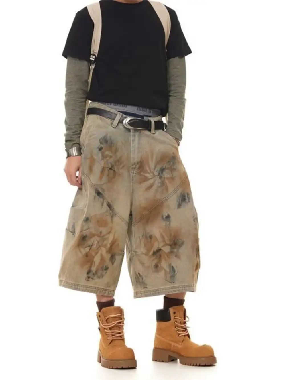 Men's Plus Size Vintage Wash Wide Leg Denim