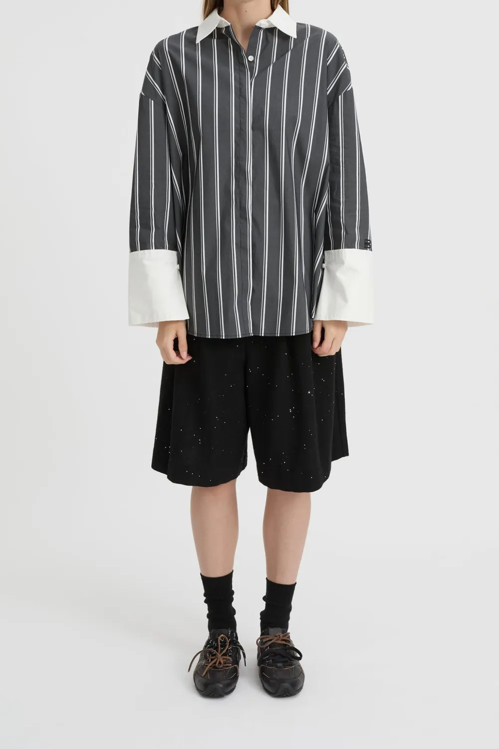 Classic Black And White Stripe Short-Sleeved Shirt