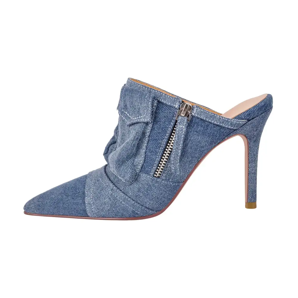 Pointed Toe Stiletto Heeled Mules