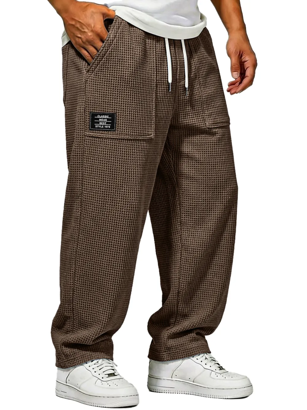Textured Knit Pocket Relaxed Trousers