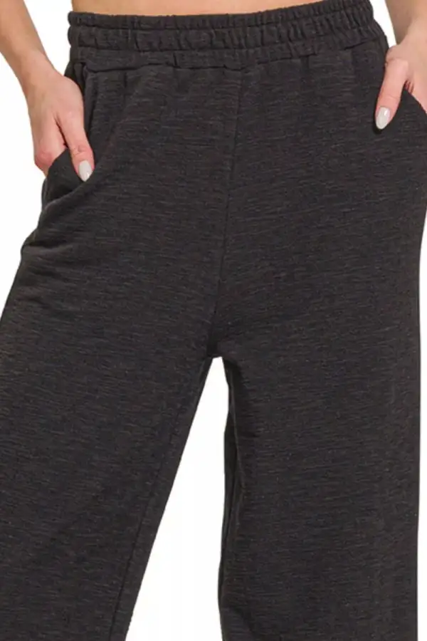 Relaxed Cotton Slub Wide Leg Pants