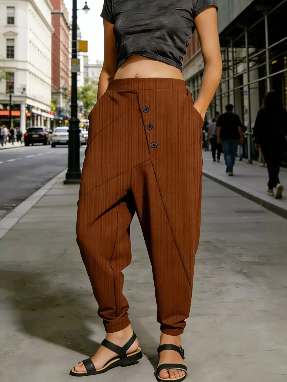 Refined Plus Size Casual Elastic Waist Harem Pants