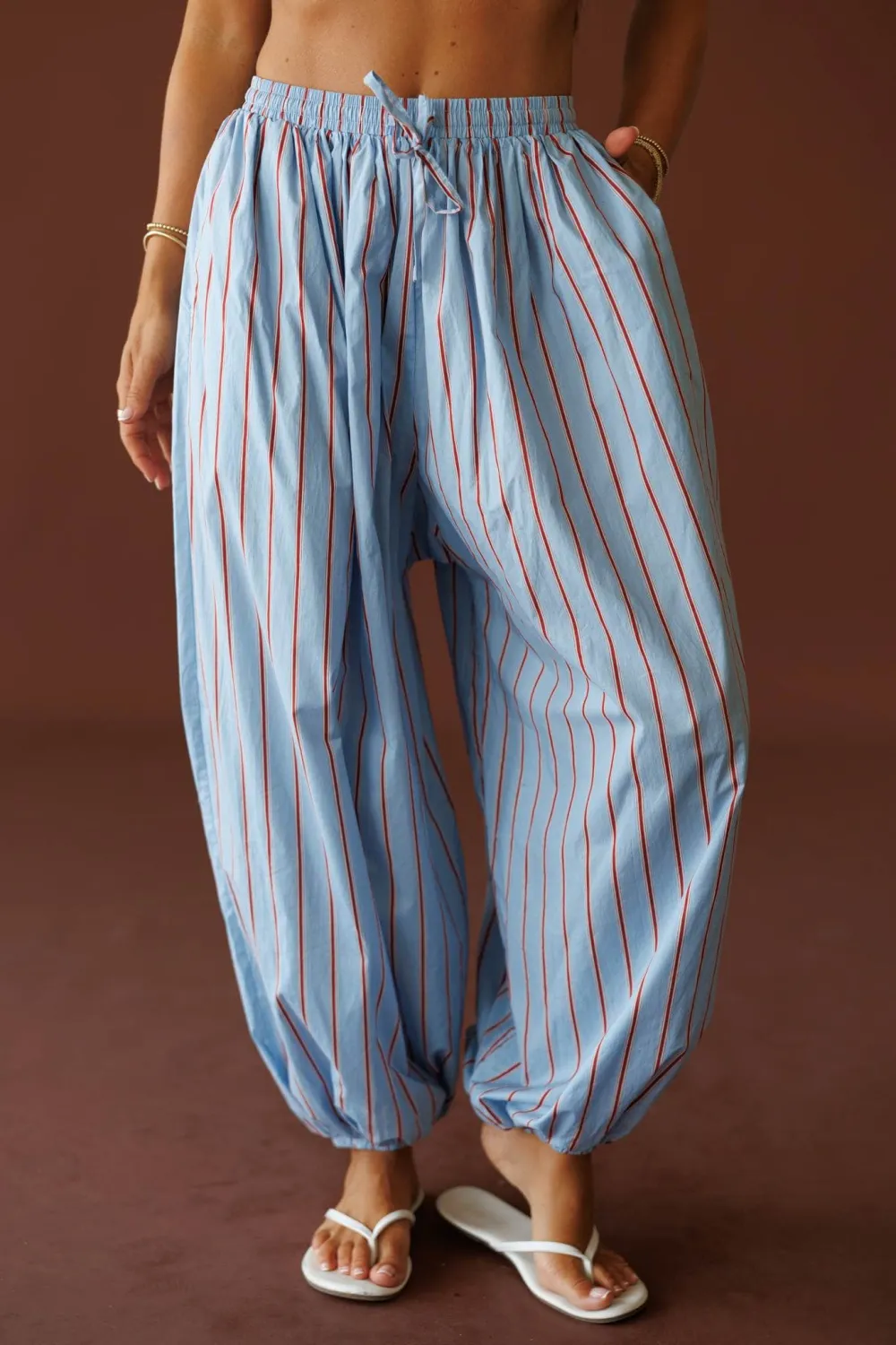 Balloon Striped Wide-Leg Pants