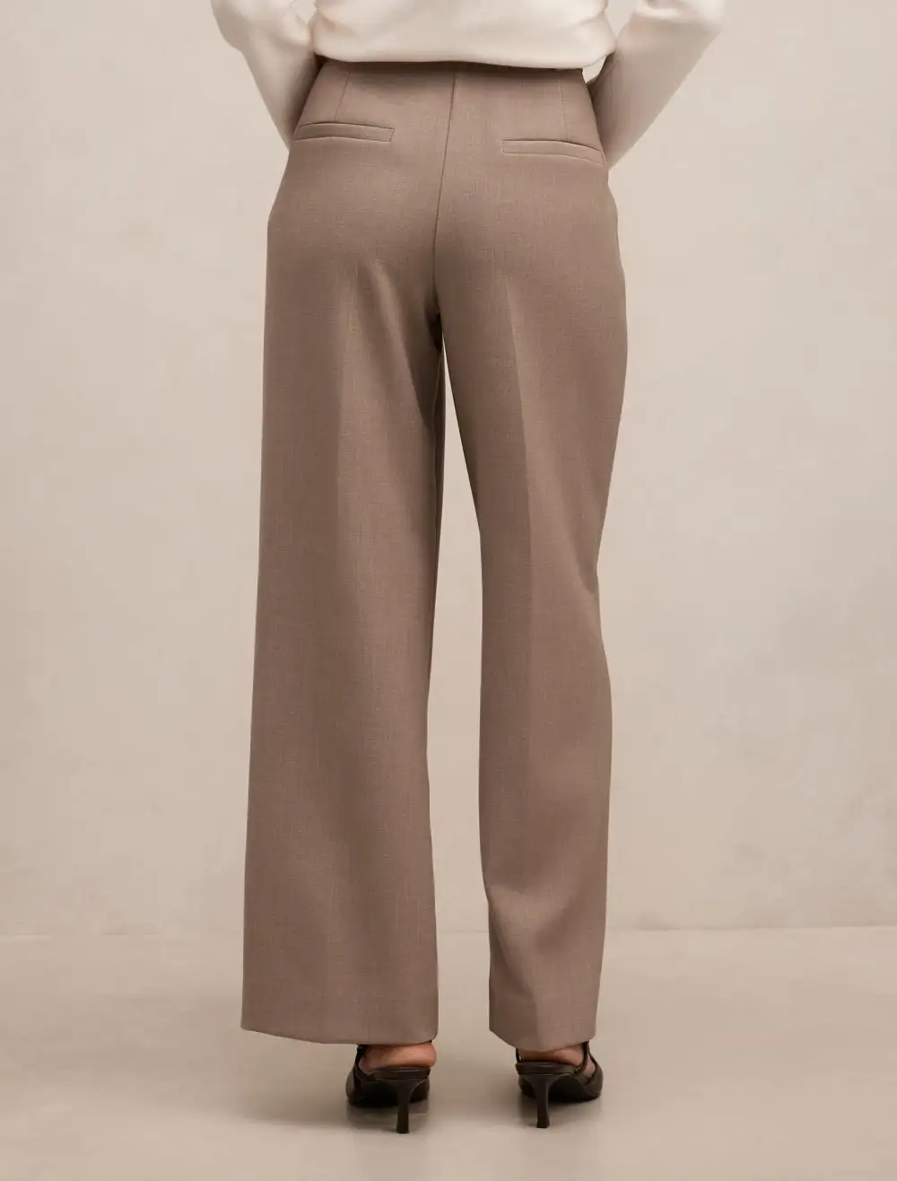 Light Taupe Petite Straight Leg Pants