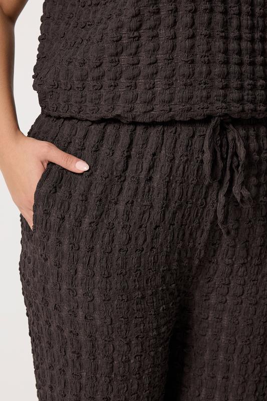 Brown Bubble Texture Cropped Trousers detail 3