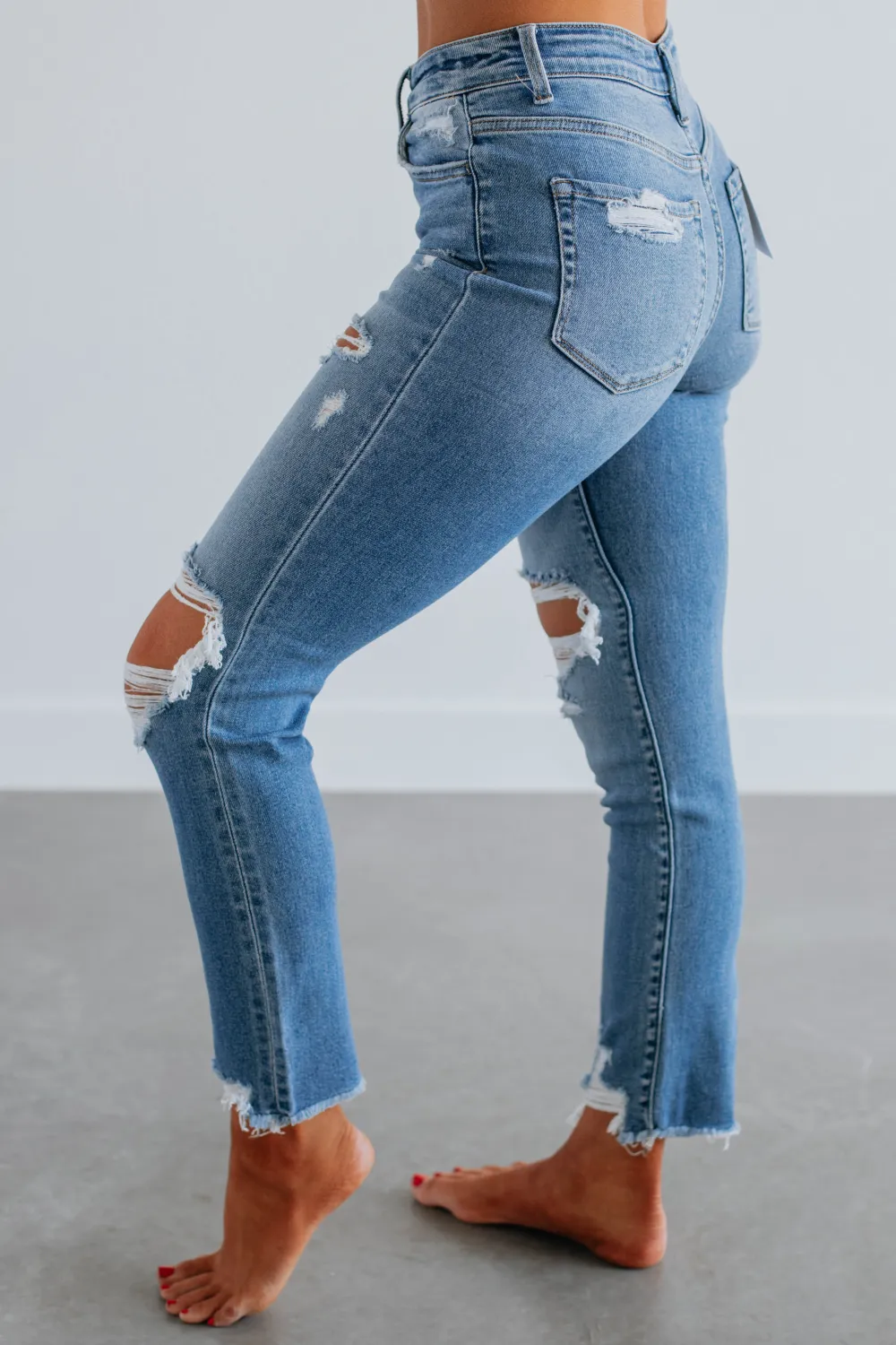 Women's Mid Rise Straight Leg Slim Fit Jeans