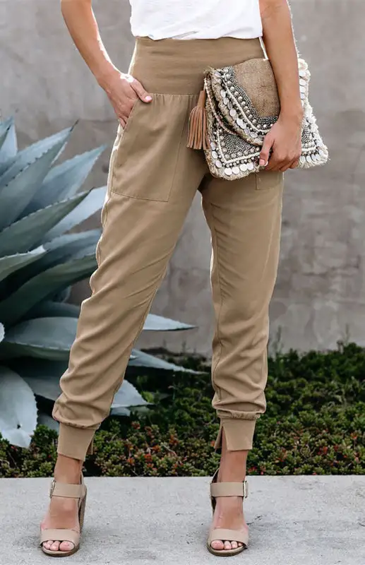 Clean High Waist Slit Pants