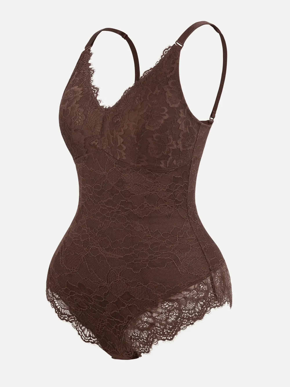 V Neck Lace Trim Shaping Bodysuit