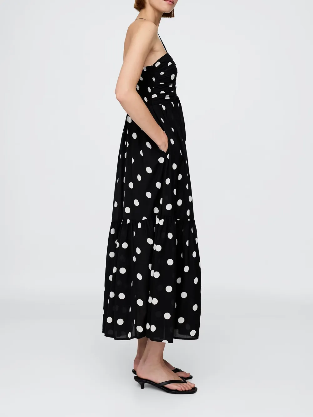 Chest Pleated V-Neck Dress