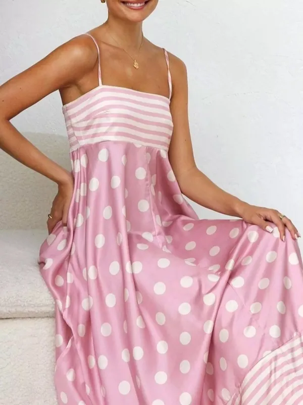 Printed Spaghetti-Strap Maxi Dress