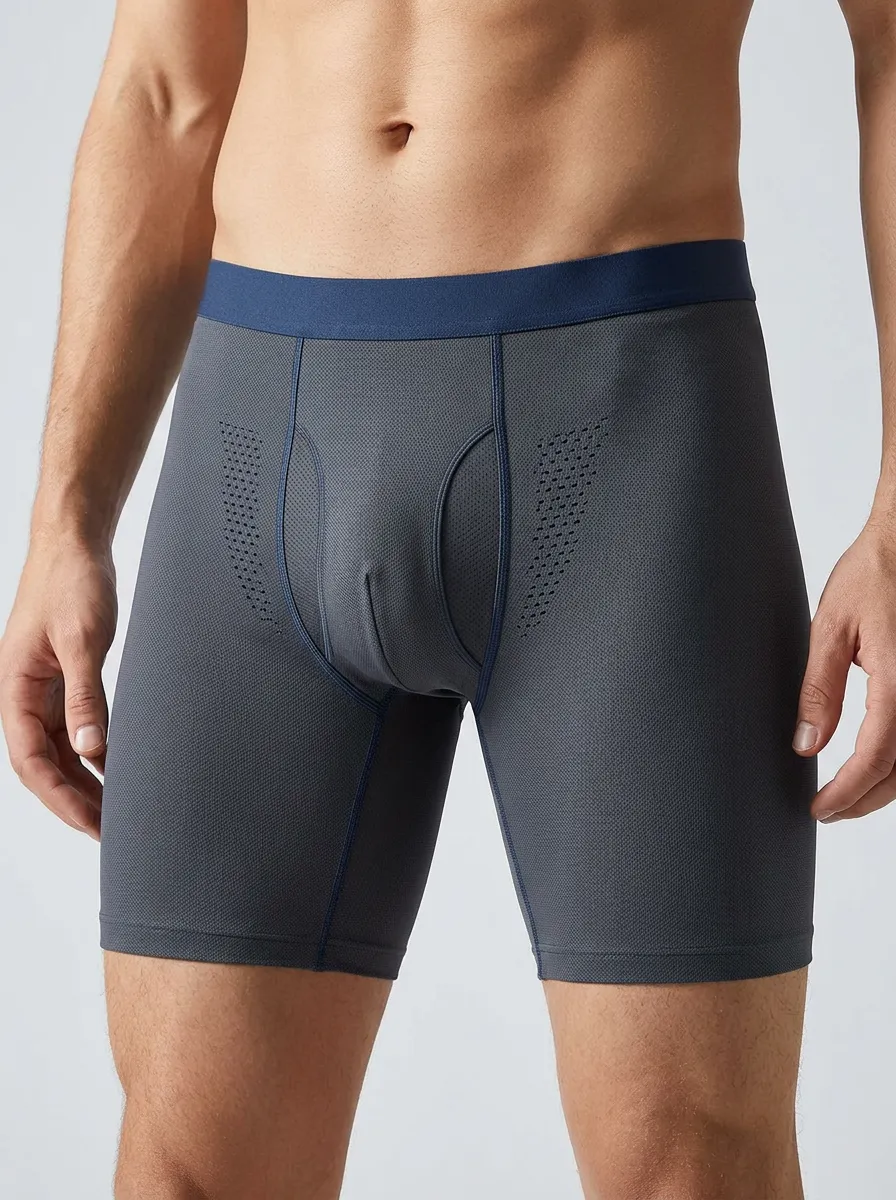 Men's Navy Perforated Boxer Briefs
