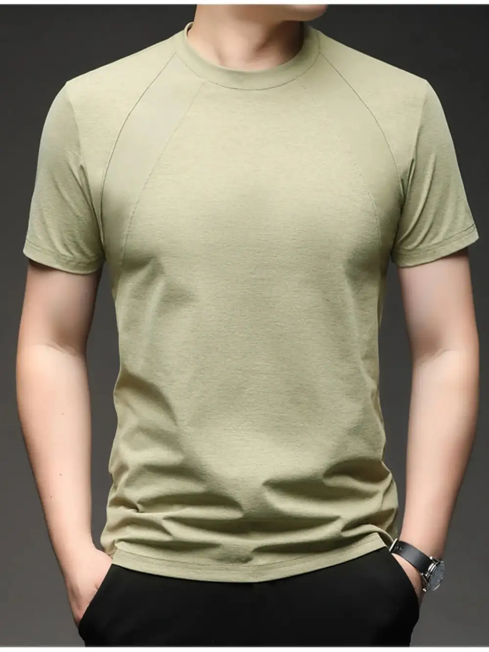 Polyester-Blend Round-Neck Short-Sleeve T-Shirt