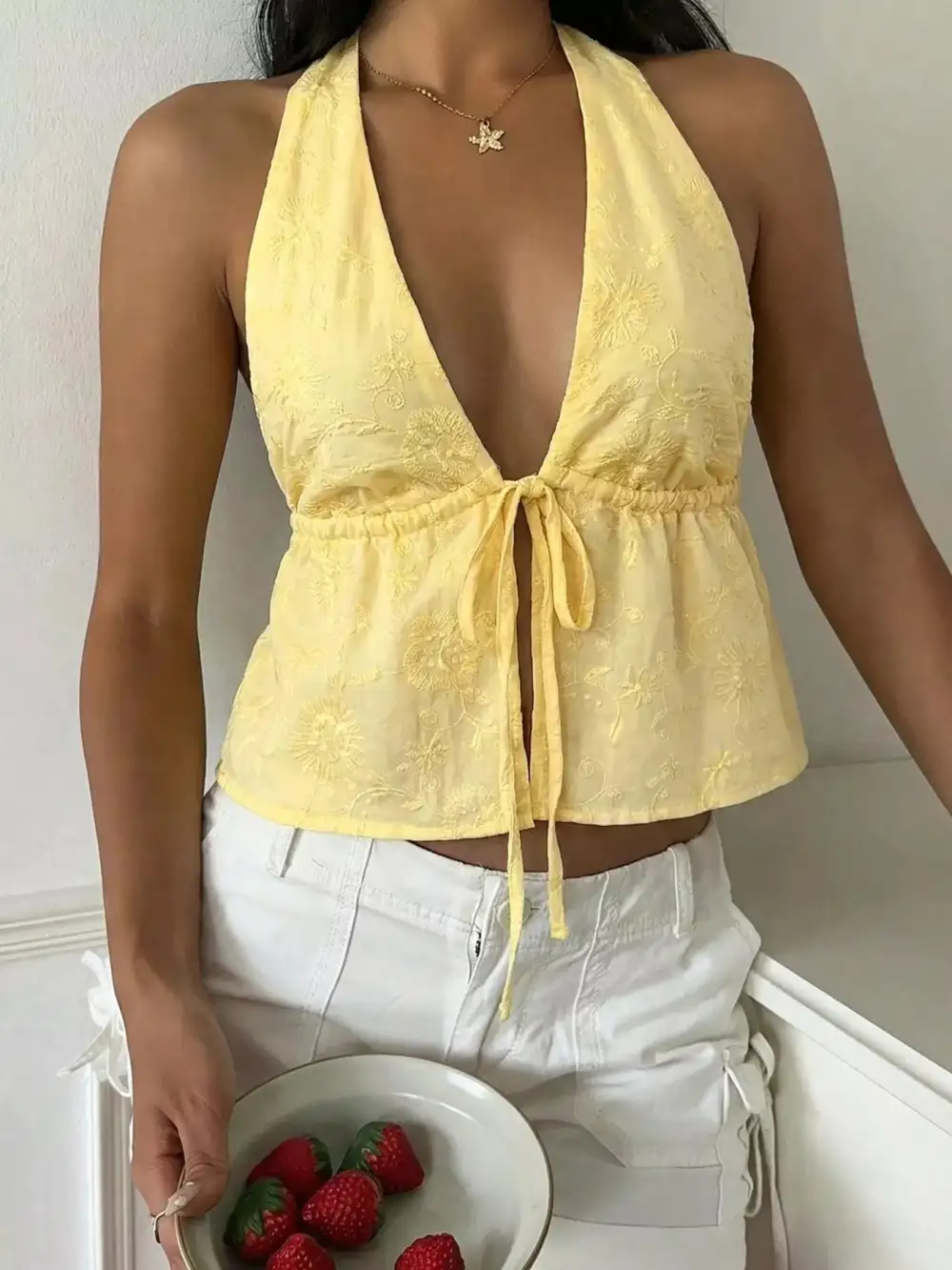 Polished Refined Halter-Neck Tank Top