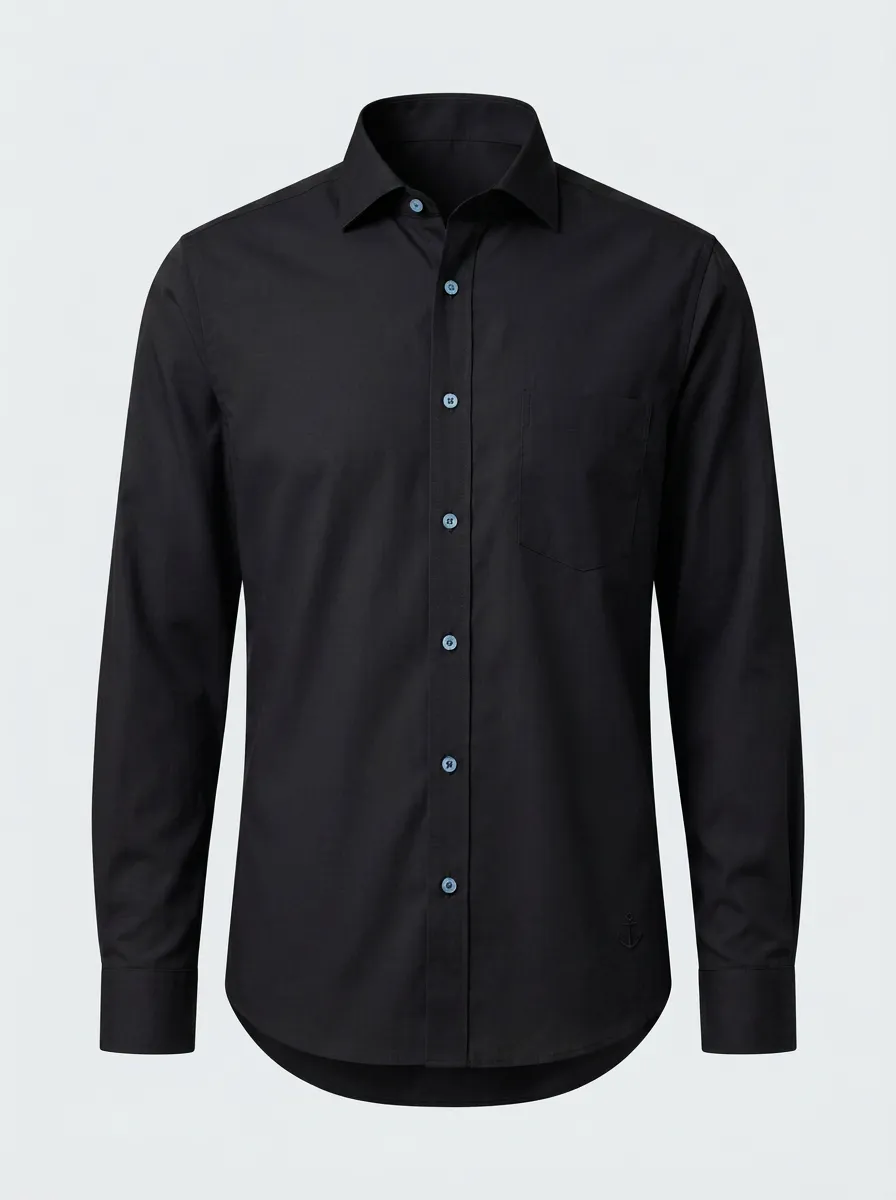 Men's Nautical Anchor Embroidered Non-Iron Cotton Shirt