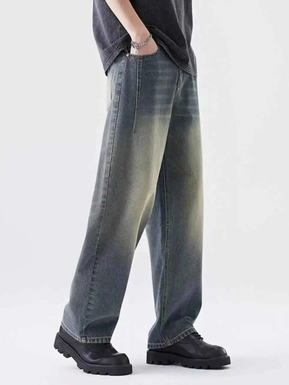Relaxed Washed Wide Leg Relaxed Fit Jeans
