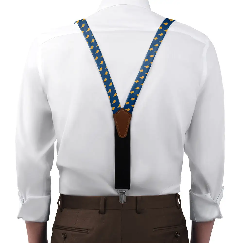 Repeating Silhouette Motif Suspenders