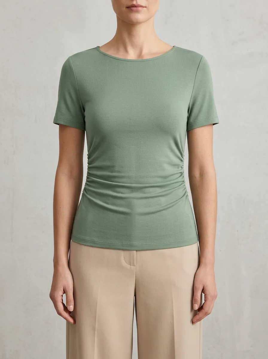 Waist-Shaped Side-Ruched Ruched Fitted Fitted Top