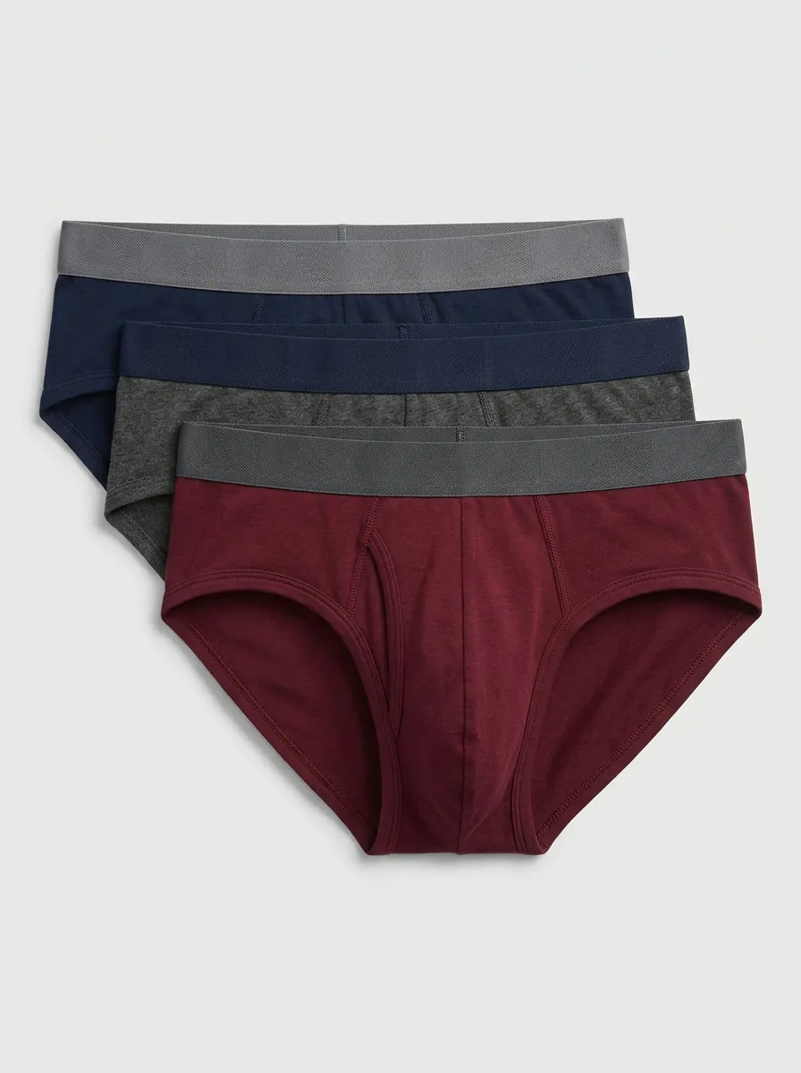 Men's Multi-color Solid Cotton Briefs Underwear Set Underwear