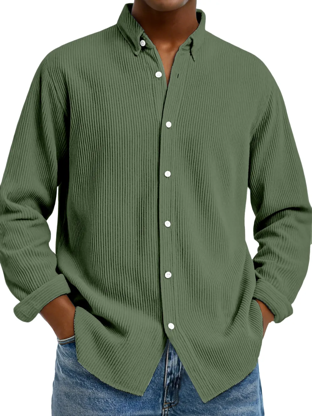 Clean Cut Long Sleeve Open Collar Shirt