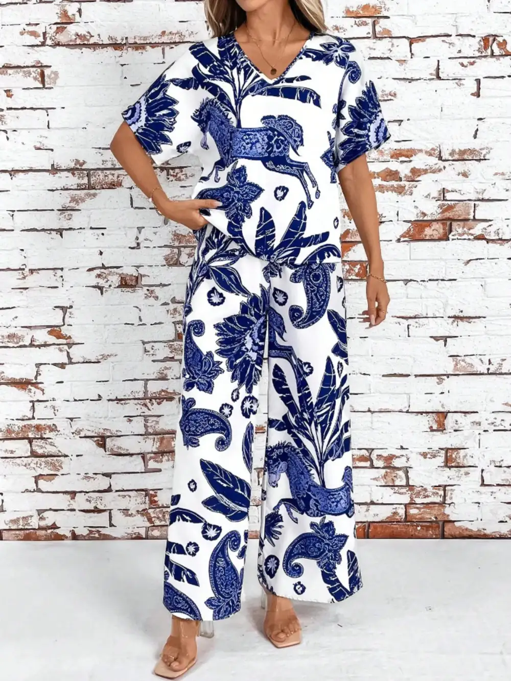 Modern Wide Leg Printed Jumpsuit