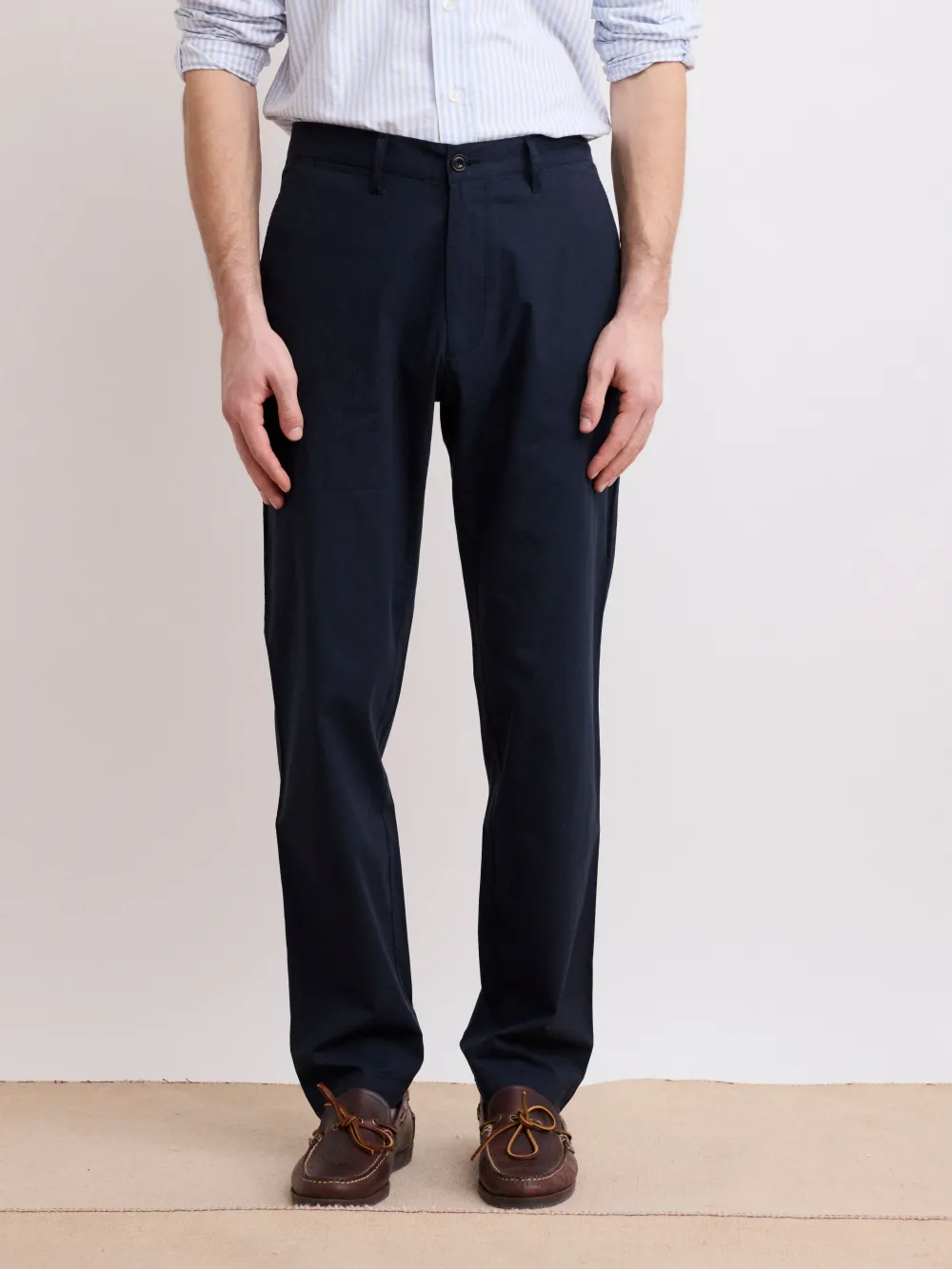 Casual Style Deep Blue Cotton Pants