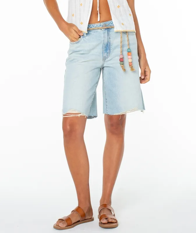 Soft Seamed Denim Shorts