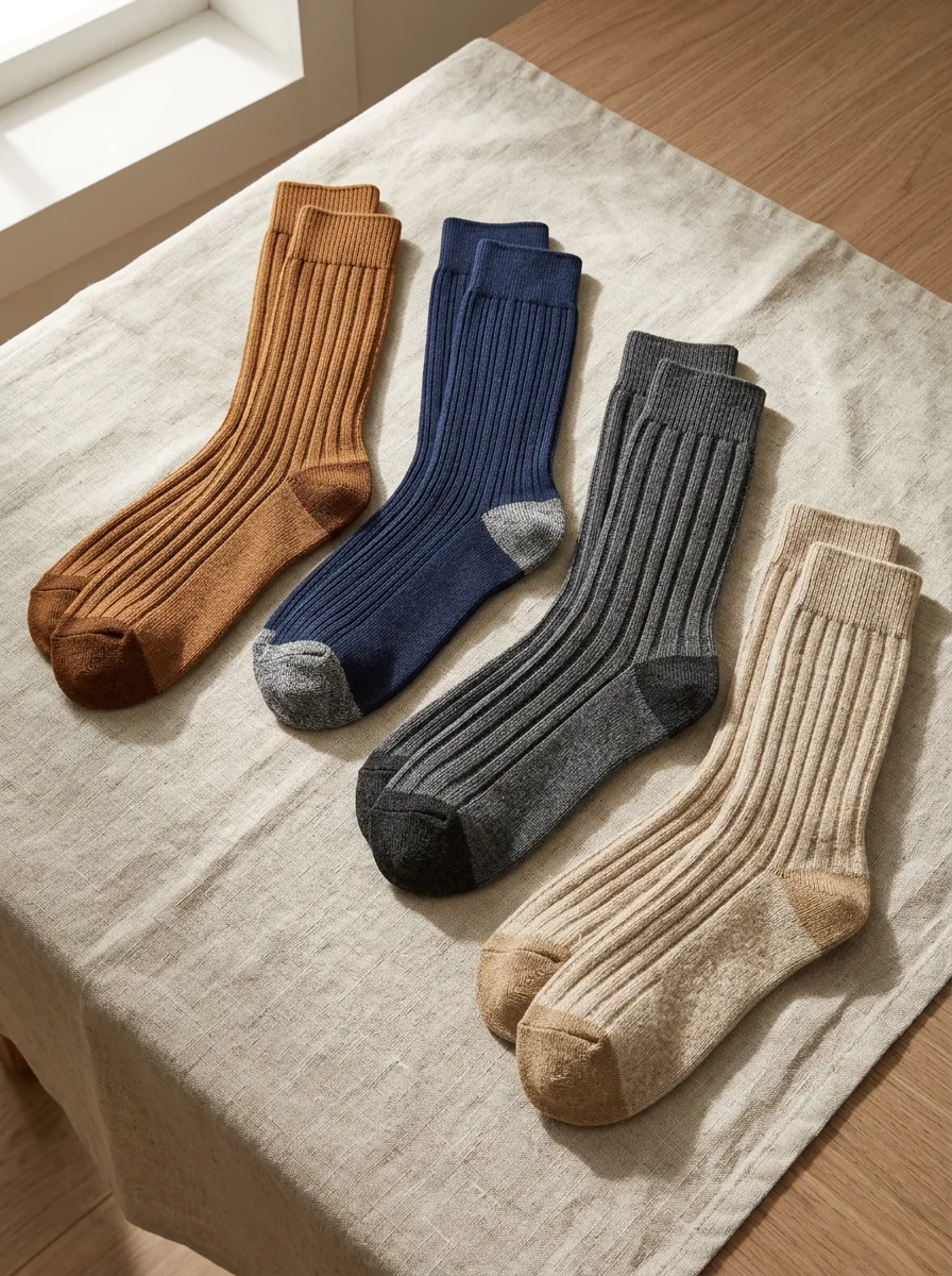 Men's Casual Daily Wear Ribbed Knit Multi-color Printed Socks 4-Pack