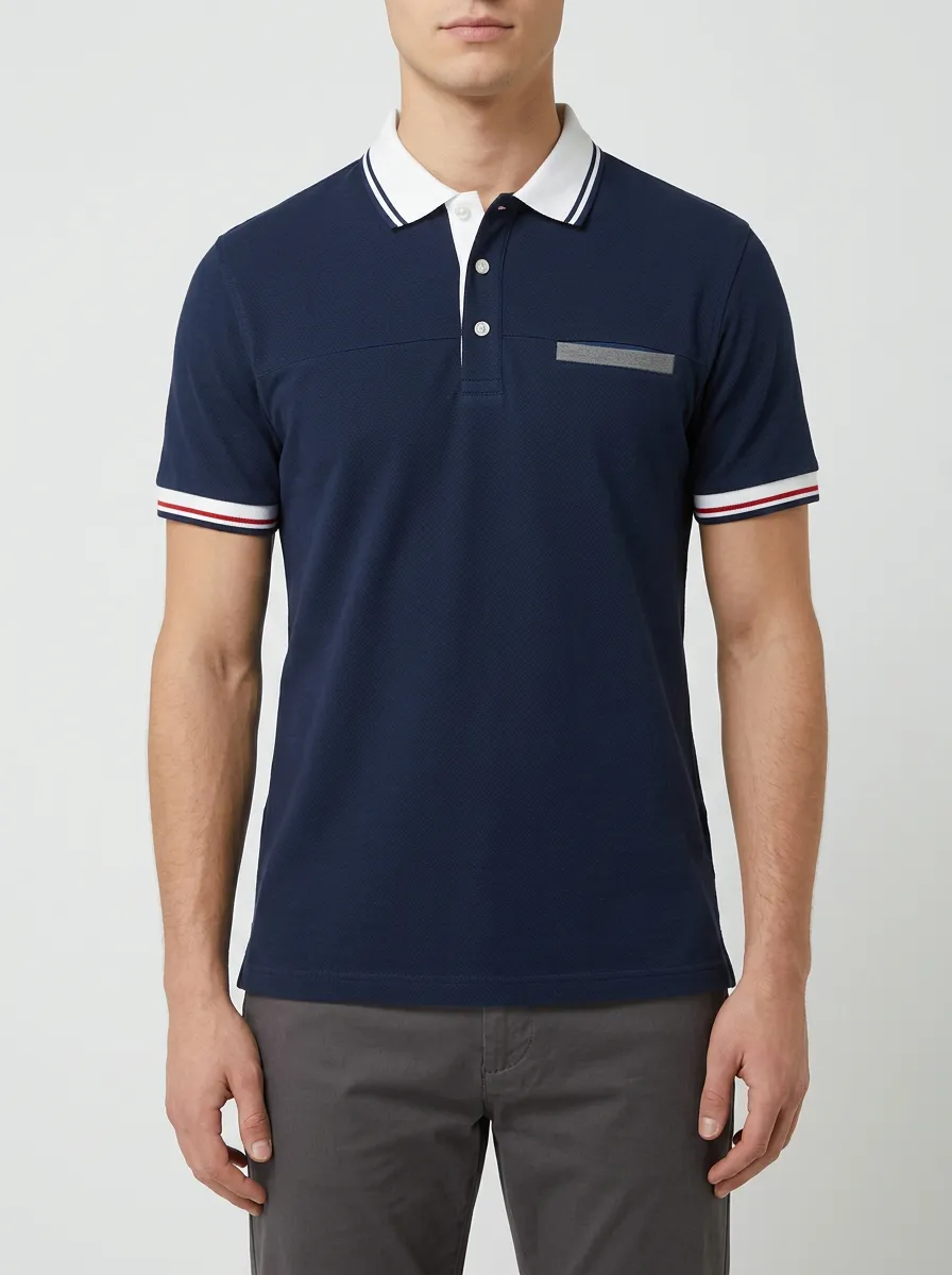 Men's Classic Comfort Striped Sleeve Polo Shirt