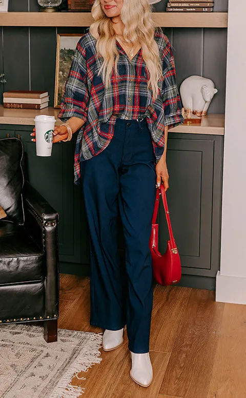 High Waist Relaxed Wide Leg Stretch Belt Detail Unlined Pants
