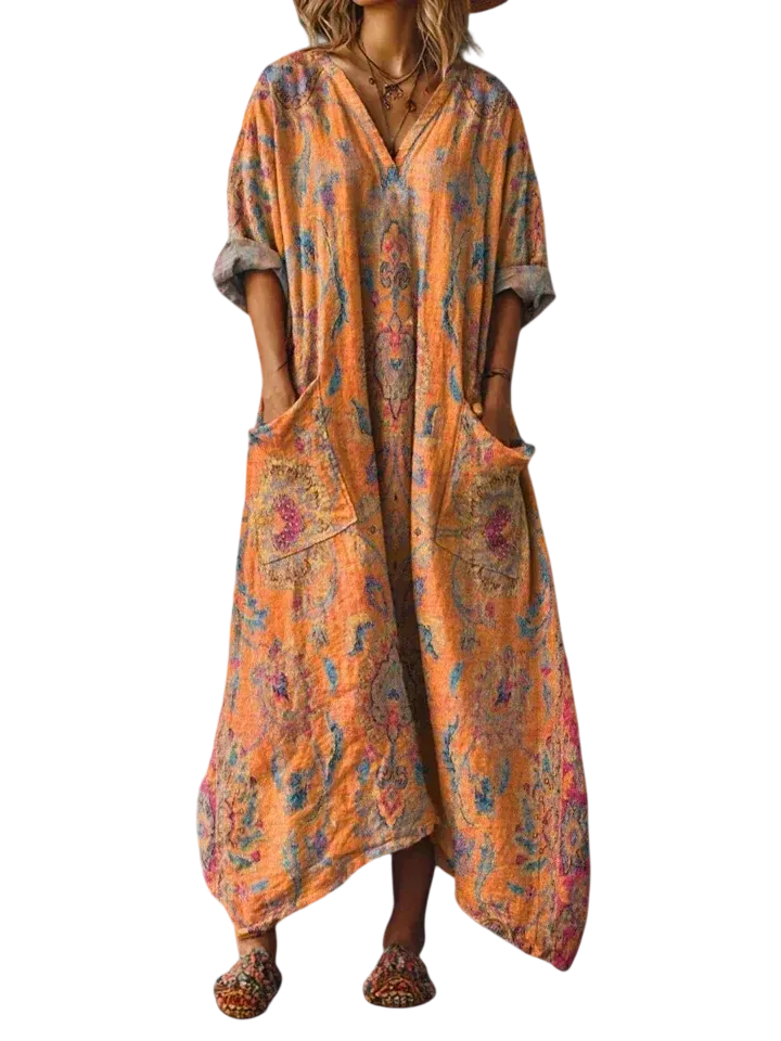 Elegant Dress with Oversized Pockets